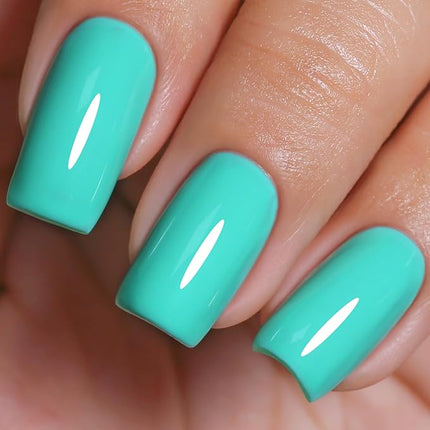 Imtiti Cyan Gel Nail Polish, 0.5Fl oz Blue Green Color UV/LED Soak Off Gel Polish for Spring Summer DIY Nail Art Manicure at Home 1Pcs