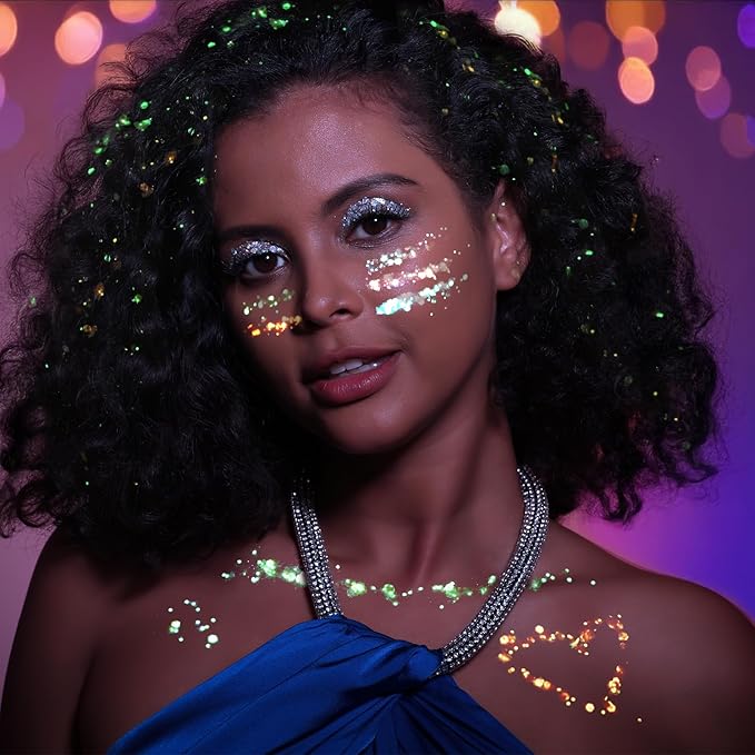 Teenitor 12 Colors Makeup Festival Face Glitter and 12 Colors Glow in The Dark Body Glitter Gel for Women, Glitter Gel for Face and Body, Hair