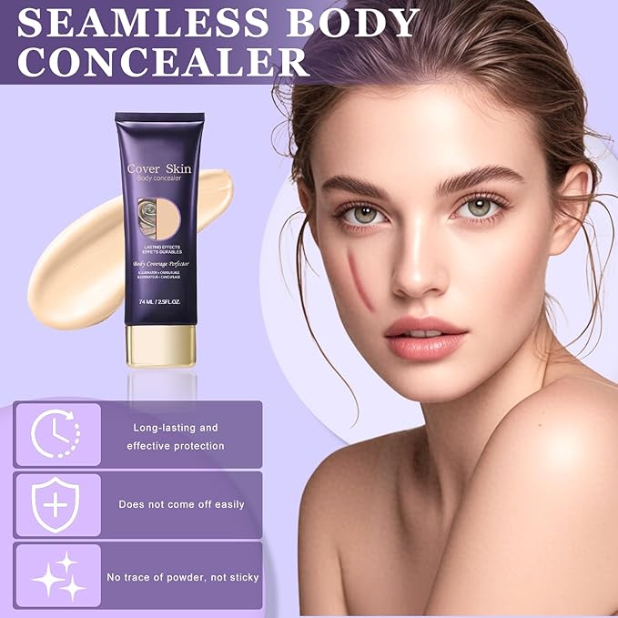 2 Pcs All Over Complexion Perfector, Body Coverage Perfector, Tattoo Cover Up Makeup Waterproof, Transfer-Resistant Body Makeup, Cream Body Makeup, Long Last Body Foundation