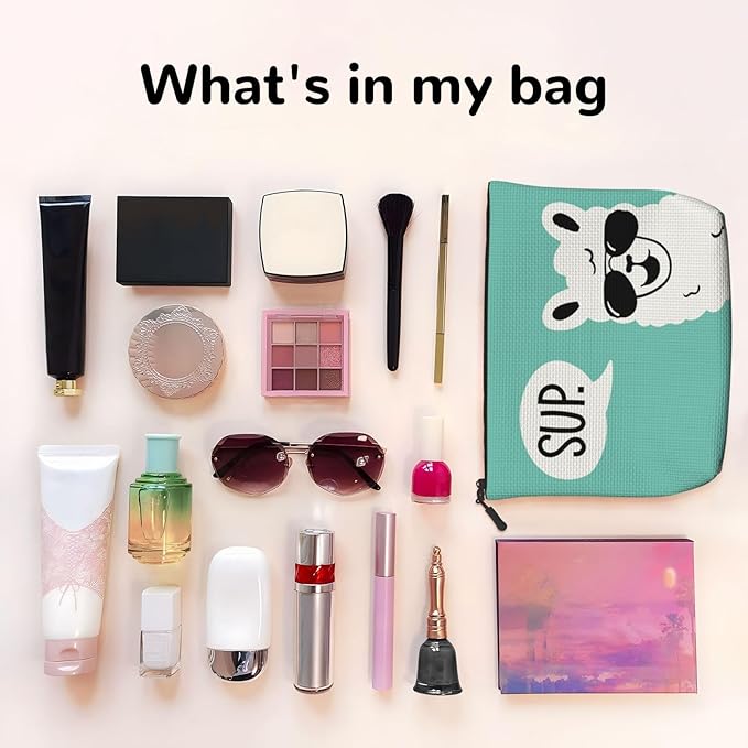 MOLAIGIN Funny Sup Llama Cosmetic Bag For Women, Travel Makeup Bag, Toiletry Zipper Bag, Large Capacity Aesthetic Cases