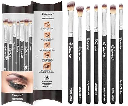 Eye Makeup Brushes Eyeshadow Brush Set - 7pcs Soft Synthetic Brush Kit - For Blending Eyeshadow, Eyeliner, Crease, Eyebrow - Long Lasting, Apply Better, Flawless Look Makeup
