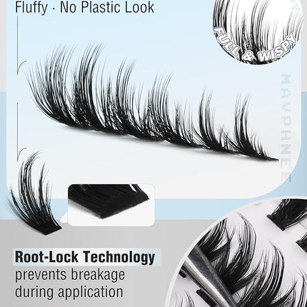 Natural Hybrid Lash Clusters 10-15MM Cluster Lashes Fluffy Eyelash Extensions Wispy Faux Mink Lashes Clusters Soft Individual Lashes 204Pcs Eyelash Clusters D Curve DIY Lashes Clusters