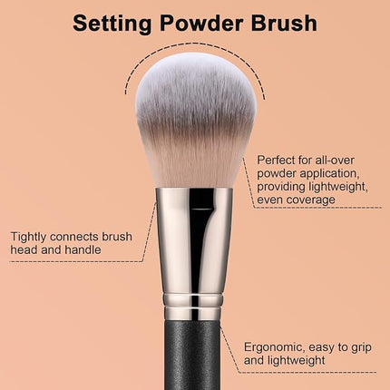 TEOYALL Setting Powder Brush, Ultra Plush Fluffy Synthetic Bristles Makeup Buffing Brush for All-Over Powder Application with Powder Bronzer Foundation