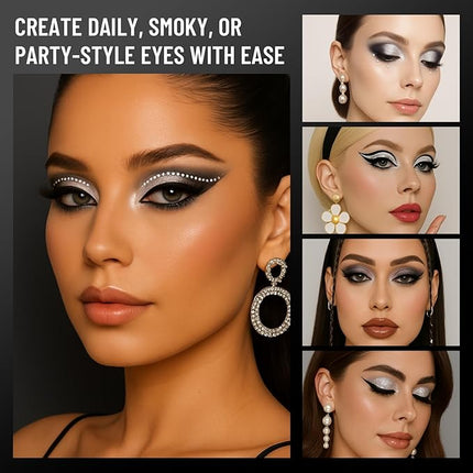 K'APEINE Smokey Eyeshadow Palette, 15Colors Black Eye Shades Matte Metallic Shimmer Eyes Makeup Kit Silver White Pink Eye Shadow Highly Pigment Long-Lasting For Daily, Gothic, Party