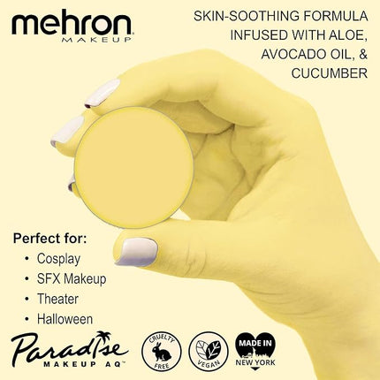 Mehron Makeup Paradise Makeup AQ Refill Size | Stage & Screen Performance, Face & Body Painting, Beauty, Cosplay, and Halloween | Water Activated Face Paint, Body Paint .25 oz (7 ml) - Pastel Yellow