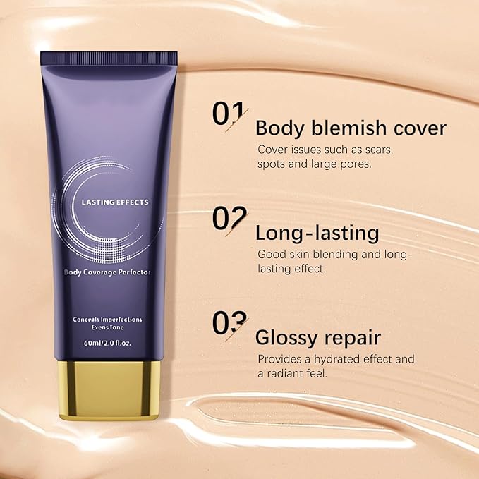 Body Coverage Perfector, All Over Complexion Perfector with Brush, Sweat-Resistant Transfer Proof Leg & Body Makeup, Tattoo Cover Up Makeup