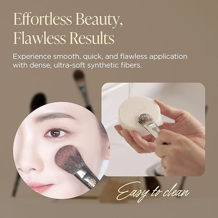 Piccasso 108 Blusher Brush – Soft Gray Squirrel Hair for Smooth and Natural Cheek Makeup, Fluffy Powder Applicator with Excellent Color Payoff, Small Face Brush for Daily Use, Professional Beauty