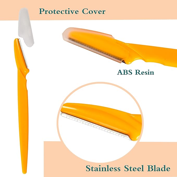 Eyebrow Razor, 54 Pcs Eyebrow Razors with Safety Cover, Face Razor for Women and Man Smooths Away Peach Fuzz, Easy to Use Eyebrow Knife for Trimming and Shaping Eyebrows(3 Colors)