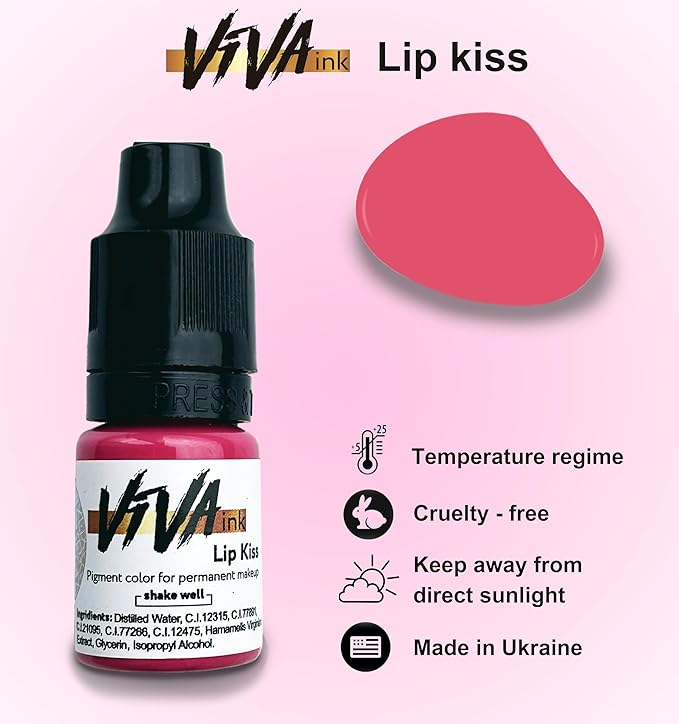 Lip Pigment – Lip Kiss – Permanent Lip Makeup – Microblading Ink for Durable and Colorful Lips – Long Lasting Color Lip Cosmetics (0.2 oz)