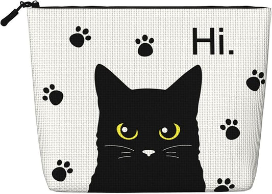 MOLAIGIN Cute Black Cat Cosmetic Bag For Women, Travel Makeup Bag, Toiletry Zipper Bag, Large Capacity Aesthetic Cases