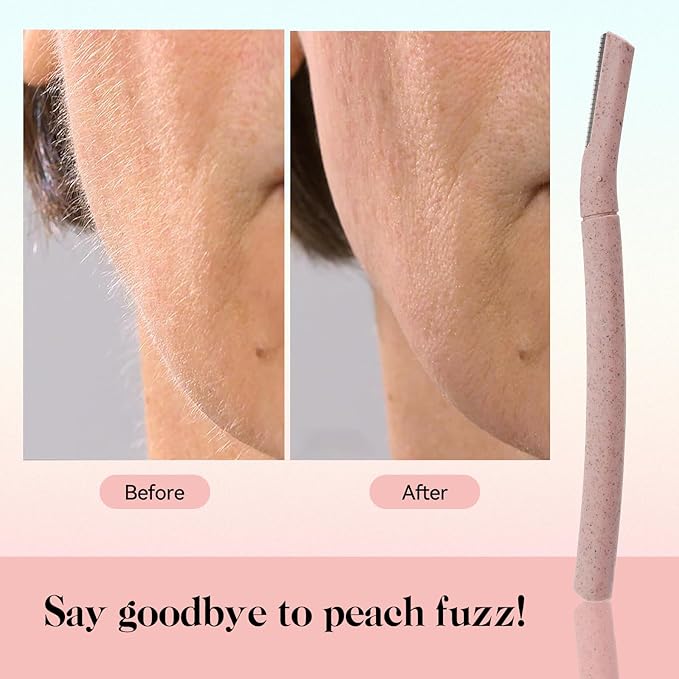 Dermaplane Razor for Women, 6 pcs Eyebrow Razors for Women face, Eyebrow Trimmer with Protective Silicone Cover, Facial Hair Removal Shaver, Wheat Straw Dermaplaning and Skin Care Tool