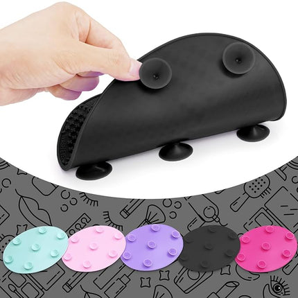 Makeup Brush Cleaner Mat Silicone Brush Cleaning Mat Big Size Make Up Brush Clean Pad with Suction Cup for Makeup Brush Cleaning (Black)