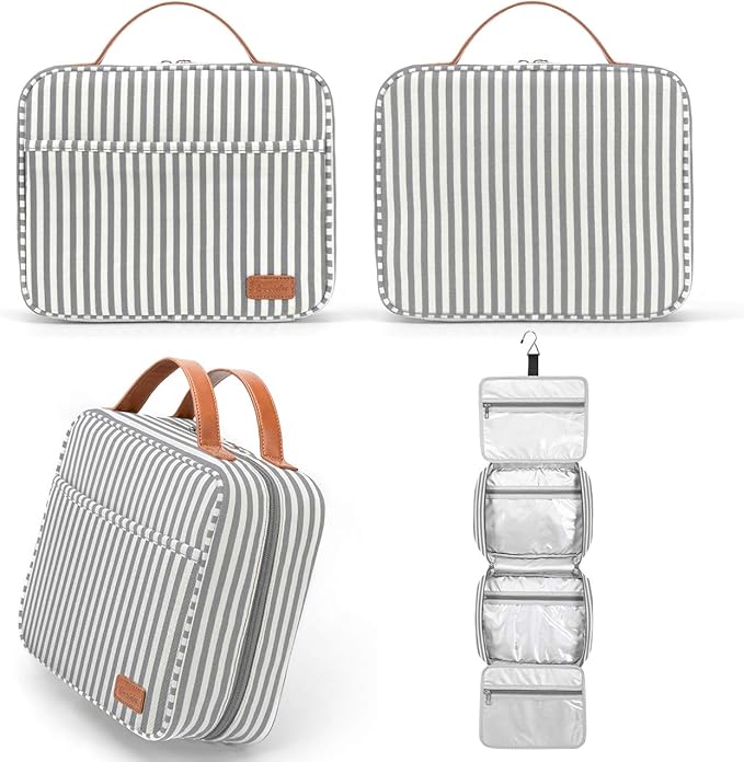 Hanging Travel Toiletry Bag,Large Capacity Cosmetic Travel Toiletry Organizer for Women with 4 Compartments & 1 Sturdy Hook,Perfect for Travel/Daily Use/Christmas