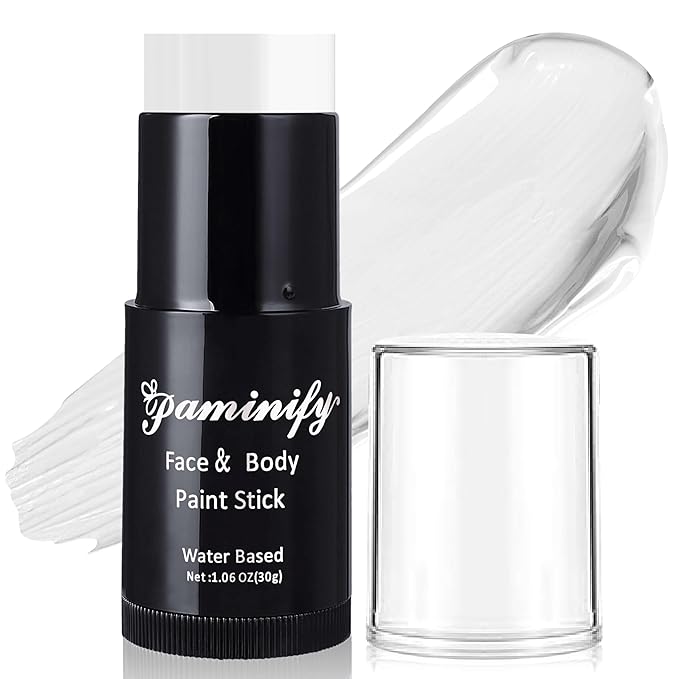 White Face Paint Stick,Water-Based White Body Paint Stick,Washable Full-Coverage Halloween Face Painting for Clown Skeleton Skull Zombie Joker Goth Cat Costume,SFX Makeup for Cosplay,1.06 OZ