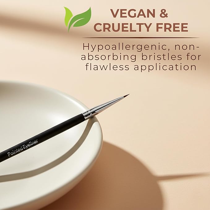 Pointed Eyeliner Brush - Ultra Fine Premium Synthetic Vegan Bristles - Precision Gel Eye Liner Brush for Makeup Artist-Quality Results, Cruelty Free by Mommy Makeup