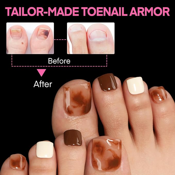 UNA GELLA Square Toe Nail Tips For Big Toe, 504Pcs 15Sizes Soft Gel Full Cover Toe Nail Tip Pre-buff Fake Acrylic Toe Nail Press Ons Soak Off Pedicure For Nail Extensions Home DIY Nail Salon