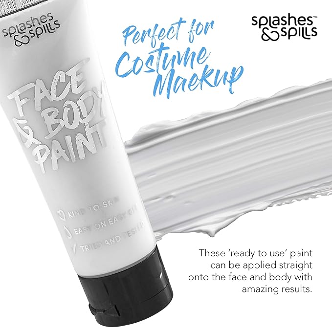 Face and Body Paint Cream, 30ml - Pretend Costume and Dress Up Makeup by Splashes & Spills (White)