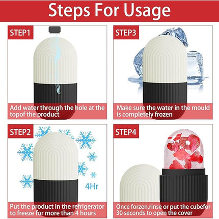 XHJRI Face Roller Massager for Skin Care, Reusable Ice Mold Massage Roller - Cordless, Battery Powered, Black White, Migraine Relief, Rolling Therapy for Whole Body