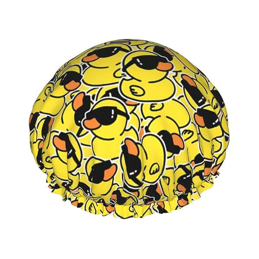 Cute Ducks Shower Cap For Women Reusable Waterproof Double Layers Bath Cap Hair Protection Elastic Ladies Spa Salon Shower Hat