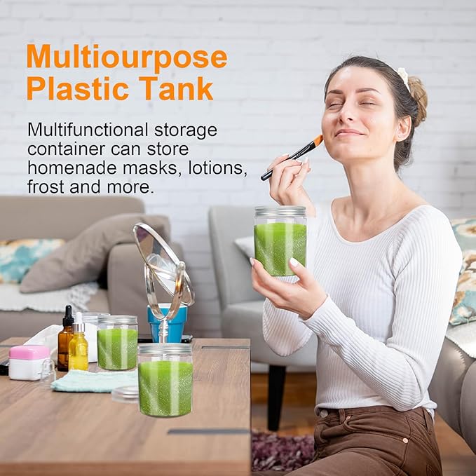 30 Packs 8 oz (250 ml) Clear Plastic Jars with Silver Lids, Cosmetic jars with Wide-Mouth for slime, beads, rhinestones, sequins Cosmetics, Lotion, Cream, Ointments and More