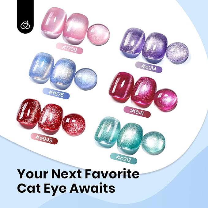 Beetles Blue Cat Eye Gel Polish, 15ML Light Blue Cat Eye Glitter Gel Polish with Magnet Soak Off UV Shimmer Velvet Gel Arctic Aurora Series French Nail Art Design Manicure Gifts for Women