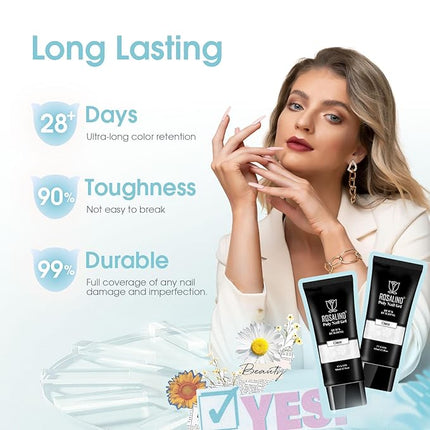 ROSALIND Clear Acrylic Poly Nail Gel 2.7 oz Poly Extension Gel for Nail Art Decoration, Nail Thickening Extension Builder Clear Gel Easy to DIY Use at Home Need UV Lamp