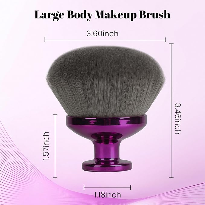 Extra Large Body Makeup Brush For Self Tanner,Makeup Brush For Self Tanner Face Leg,90mm Self Tan Back Applicator,3.6in Sphere Kabuki Brush For Bronzers Blend Self Tanning with Drawstring Bag Purple