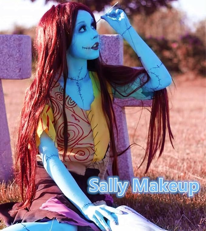 Go Ho Light Blue Face Body Paint Stick,Water Based Non-Toxic Face Painting,Easy-to-use Facepaint for Halloween SFX Ghost Bride Sally Cosplay Costume Makeup,0.63oz