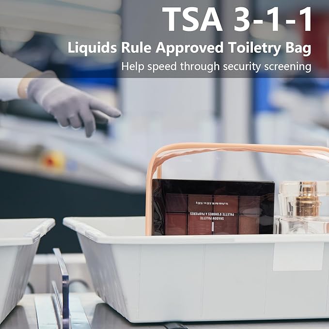 4 Pack Clear Makeup Bags, TSA Approved Toiletry Bag Car Organizer Travel Cosmetic Case Portable Travel Essentials Bags for Toiletries Clear Summer Beach Bag Carry on Airport Airline Compliant Bag