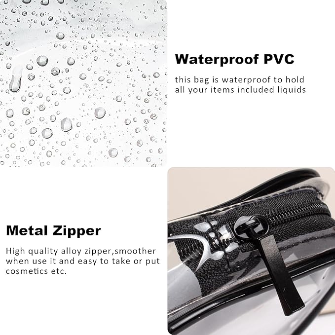 4 Pack Clear Makeup Bags, TSA Approved Toiletry Bag Car Organizer Travel Cosmetic Case Portable Travel Essentials Bags for Toiletries Clear Summer Beach Bag Carry on Airport Airline Compliant Bag