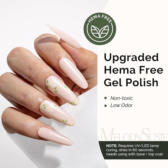 MelodySusie Hema Free Gel Nail Polish, 0.5 Fl Oz Thick White Nude Pink Gel Polish, Non-Toxic, Long Lasting, Soak Off UV Nail Polish, Manicure Nail Design Salon DIY Nail Art at Home K0484