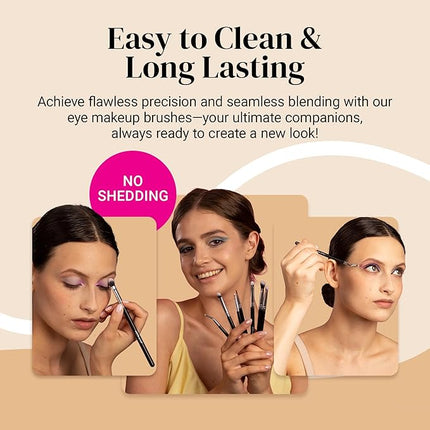 KESHIMA Professional Eye Makeup Brushes Set with Eyeshadow & Blending Brush, Smudge, Angled Crease, Pencil, Angled Eyeliner and Bent Eyeliner