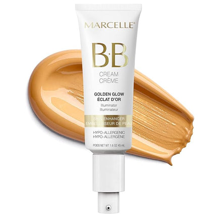 Marcelle BB Cream Golden Glow, Universal Shade, Tinted Moisturizer, Skin Enhancer, Illuminator, Beauty Balm, Non-Comedogenic, Paraben-Free, Oil-Free, Hypoallergenic, Cruelty-Free, 1.5 fl oz