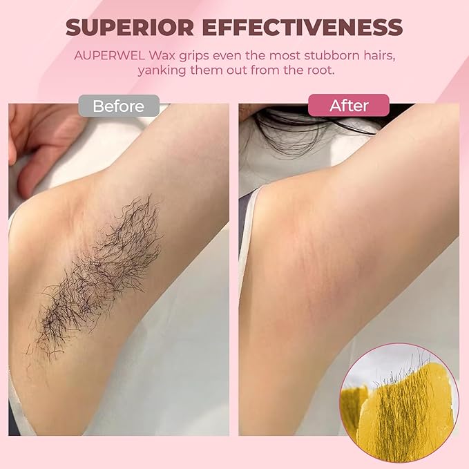 Hard Wax Beads for Hair Removal - 2.5lb/40oz Bulk Refill for Sensitive Skin, Brazilian, Bikini, Underarms, Face, Body Waxing with 20 Sticks (Honey)