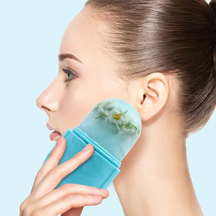 Ice Roller for Face and Eye,Facial Beauty Ice Roller Skin Care Tools, Facial Cube, Gua Sha Face Massage, Silicone Ice Mold for Beauty (Blue)