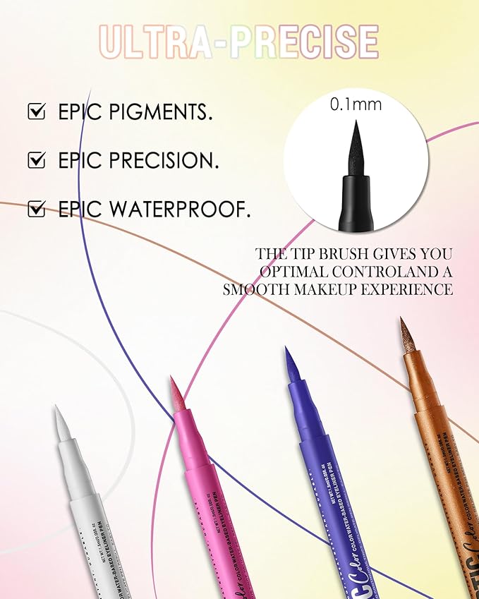 Purple Matte Liquid Eyeliner Pencil, Colorful High Pigmented Waterline Eye liner Waterproof Pen, Bright Colored Smudgeproof Long Lasting Eyeliner Pen Christmas Party Festival Makeup Gift for Women-07