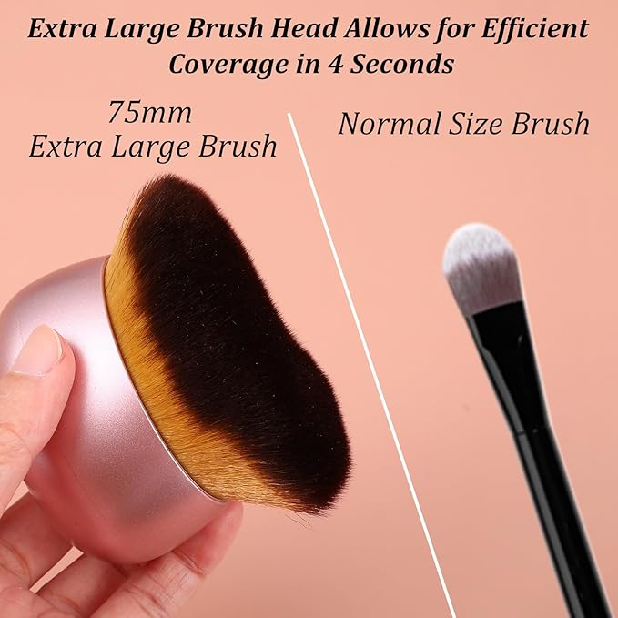 Extra Large Body Makeup Brush for Self Tanner 76 mm Wide-headed Kabuki Brushes Oval Face Back Makeup Brush Provides More Even Pretty Application Wet Dry Use