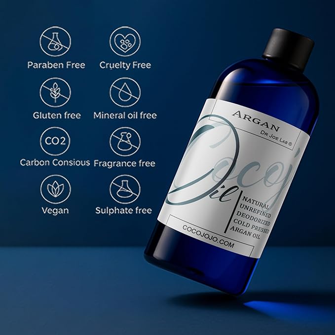 cocojojo Argan Oil Deodorized, Argan Oil for Hair, Hair Treatment, 100% Pure Organic, Oils for Face, Unrefined Unscented Cold Pressed Extra Virgin - 16 Oz