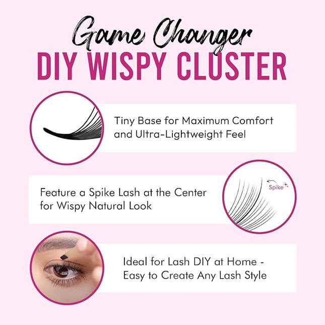 DIY Wispy Individual Lash Clusters 96pcs 20D C Curl 0.07 9-16mm Mixed Lengths - Eyelash Clusters Wispy Volume Natural Look Eyelash Extension at Home by Eyesy Lash