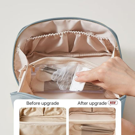 EACHY Travel Makeup Bag,Large Capacity Cosmetic Bags for Women,Waterproof Portable Pouch Open Flat Toiletry Bag Pattern Makeup Bag