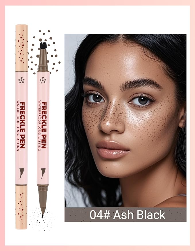Erinde 2-In-1 Dual-Ended Freckle Pen & Freckle Stamp, Waterproof Freckles Makeup Kit with Precise Curved Tip for Natural, Lifelike Faux Freckles, Long-Lasting Quick Dry Smudge-Proof Fake Freck Pen, 04