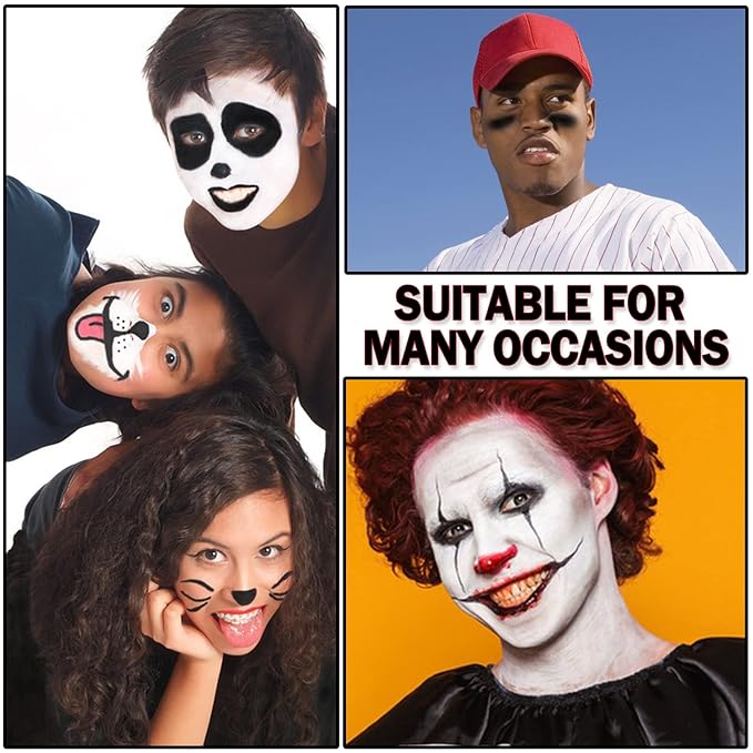 CAHIUYOA Black Face Body Paint Stick, Clown Makeup Eye Black Stick, Professional Joker Zombie Vampire Skeleton Cosplay Halloween SFX Makeup Sticks for Adults Children