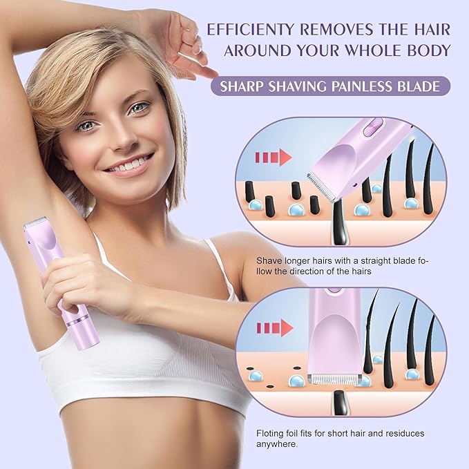 Dermave Bikini Shaver,Bikini Trimmer for Women,2-in-1 Electric Razors for Women(Light Purple)