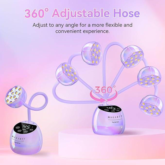 Makartt UV LED Nail Lamp - Gooseneck UV Light for Gel Nails USB 39W Cordless Flash Cure Lamp with 4 Times & Auto Sensor Nail Dryer Fast Curing Nail Art Design for Salon Home DIY (Glazed Purple)