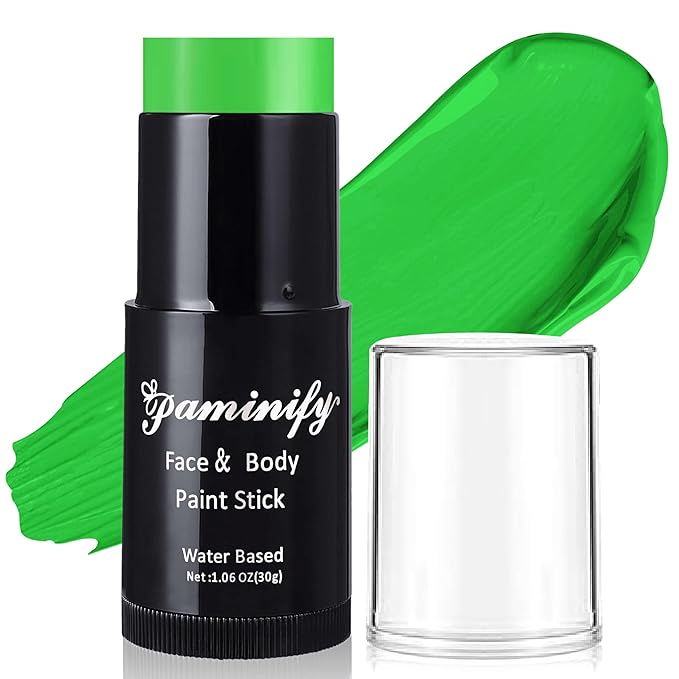 Light Green Face Paint Stick,Water-Based Green Body Paint Stick,Washable Full-Coverage Halloween Face Painting for Monster Frankenstein Witch Costume,SFX Makeup for Cosplay,1.06 OZ