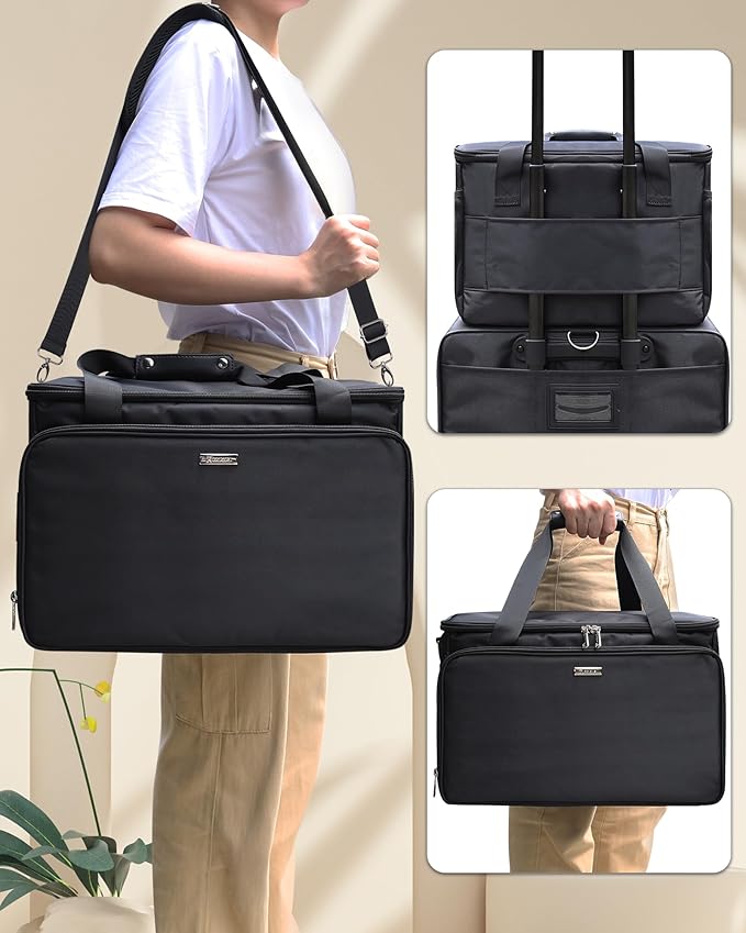 Extra Large Makeup Bag Travel Makeup Case Professional Makeup Artist Bag with 4 Clear Pouches Hairstylist Cosmetic Bag with Detachable Dividers and Shoulder Straps