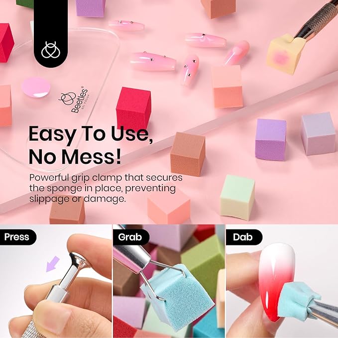 Beetles Gel Polish Soft Nail Sponges for Ombre, 88Pcs Large Size Nail Art Sponges With Grabbing Pen, Ombre Nail Brush to Creat Color Gradient Effect, Manicure Nail Art Tools for Nail Art Design