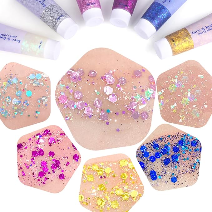Pink Face Glitter Gel,Singer Concerts Music Festival Rave Accessories,Lover Heart Body Glitter Gel,Halloween Sequins Face Glitter Paint Makeup,Sparkling Hair Chunky Glitter for Women,50ML