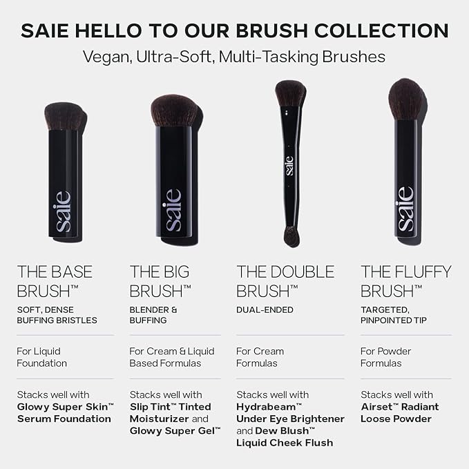 Saie The Base Foundation Brush for Liquid Makeup - Ultra-Soft Makeup Brush with Cruelty-Free, Synthetic Bristles - Designed for Foundation, Skin Tints & Cream Bronzers (1 Count)