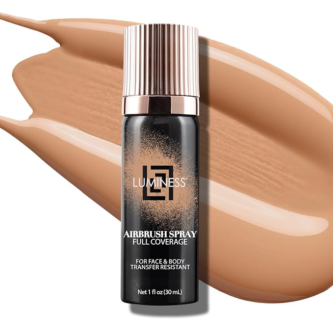LUMINESS Airbrush Body Coverage - Tattoo Cover Up Makeup - Full Coverage Foundation for Face & Body - Water-Resistant, Long-Wear, Natural Radiant Finish, Warm